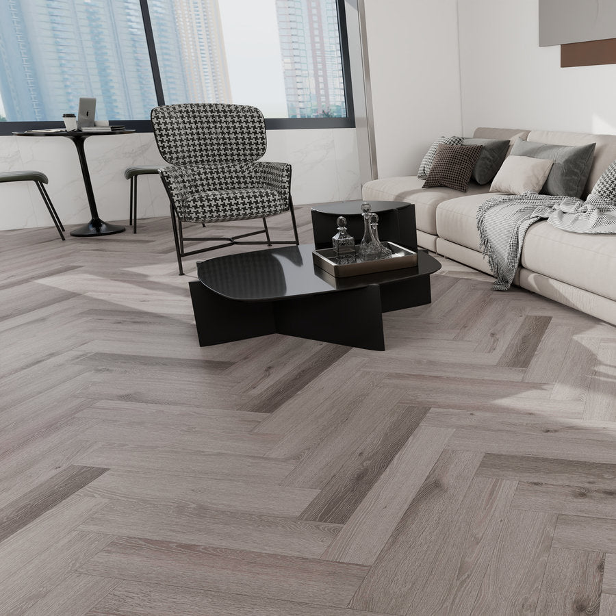 Ovara Boat Shack Oak Herringbone LVT Flooring: 5.5 x 122 x 610 mm