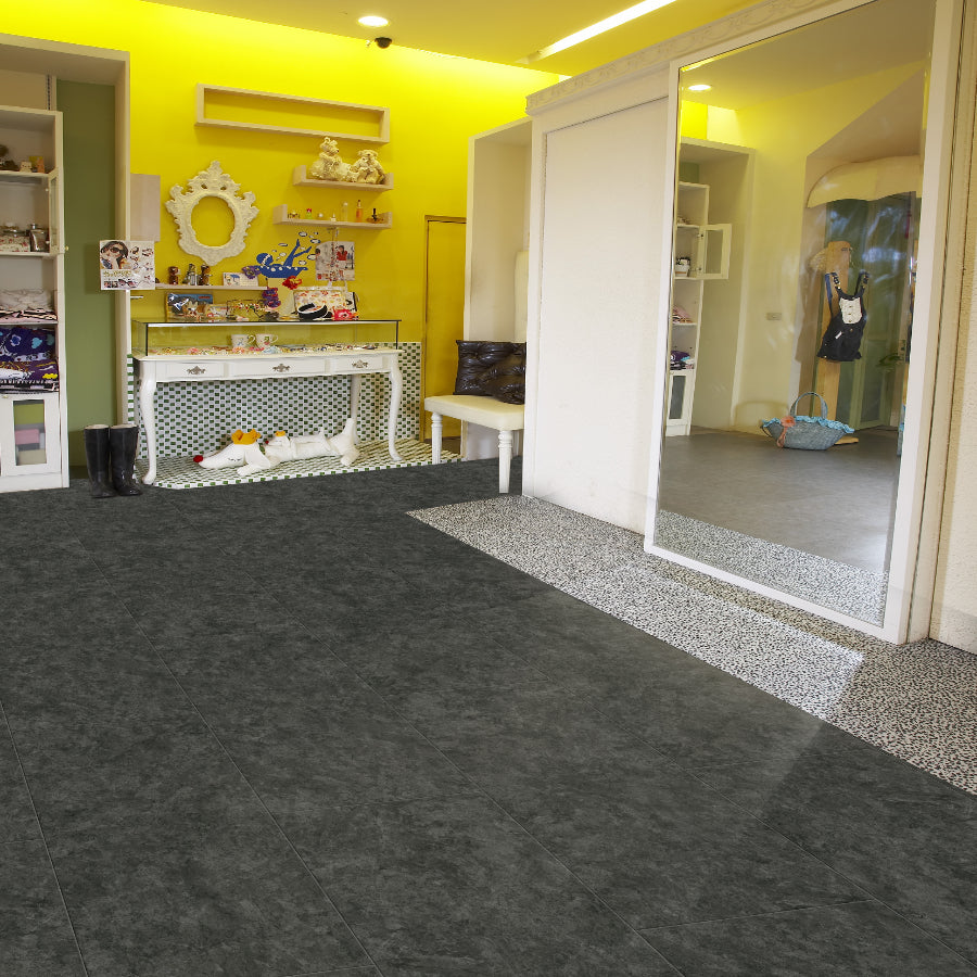 Ovara Graphite Stone Tile LVT Flooring: 5.5 x 457 x 914 mm