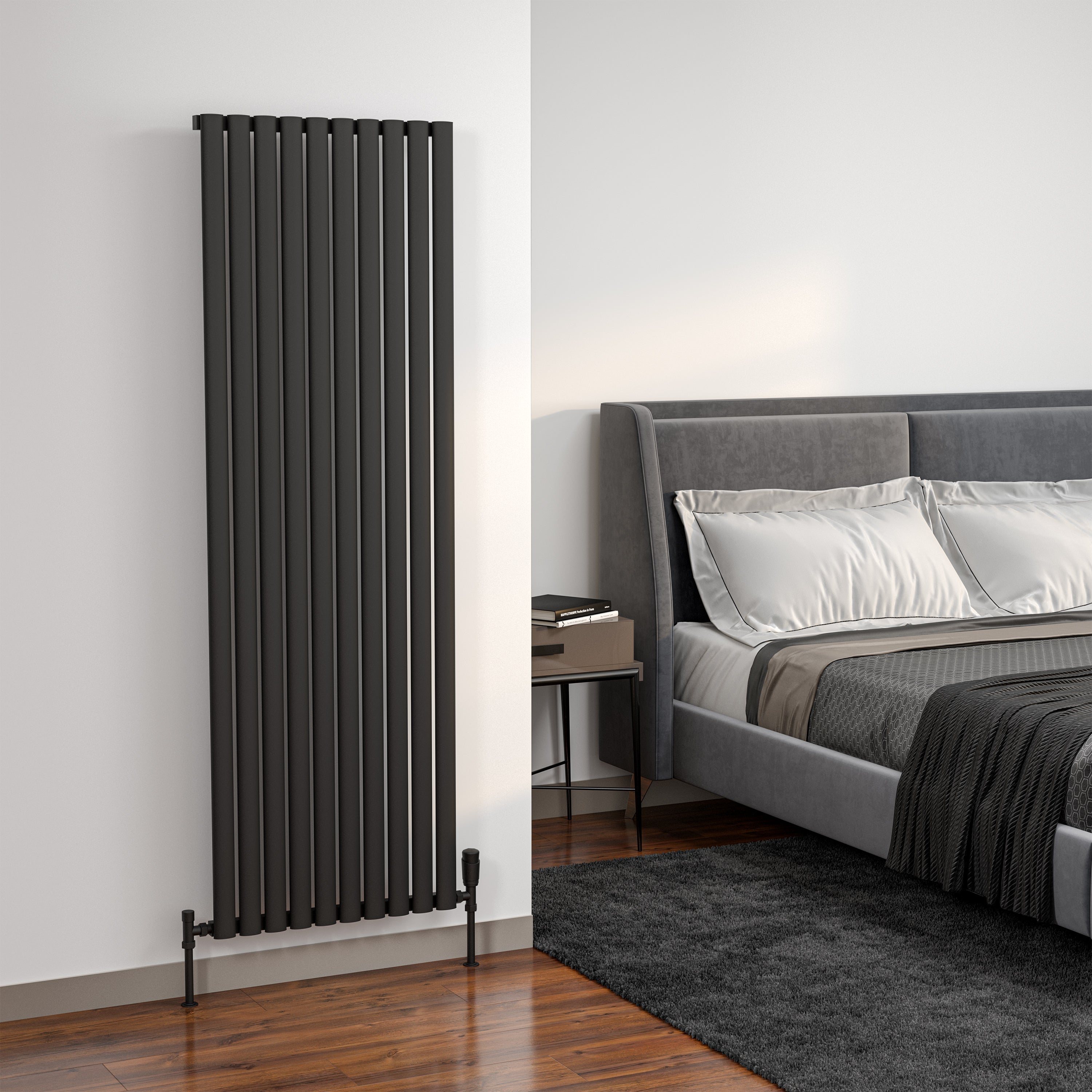 Helmsley Vertical Anthracite Aluminium Radiator 1800mm (H) x 463mm (W)