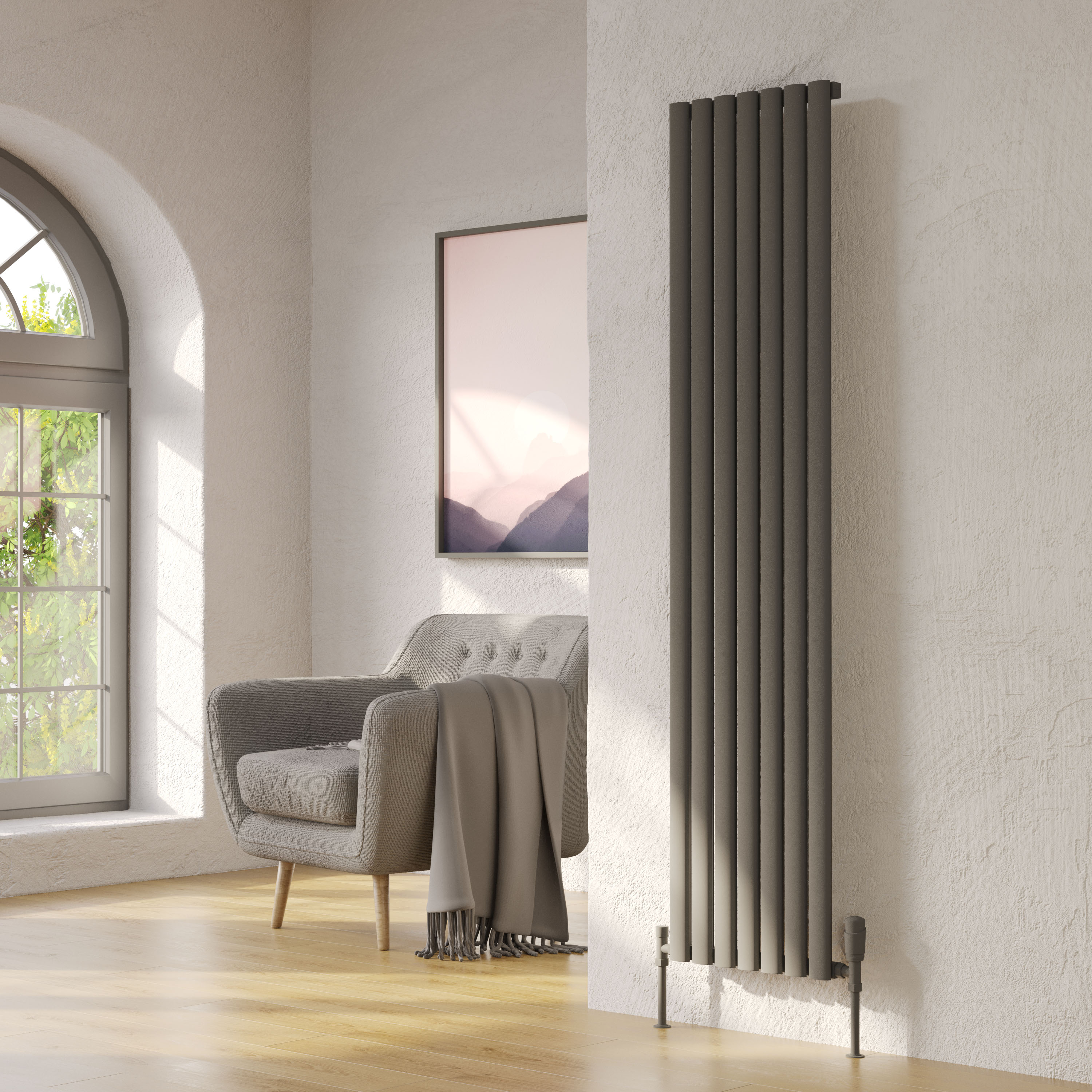 Helmsley Vertical Anthracite Aluminium Radiator 1800mm (H) x 463mm (W)
