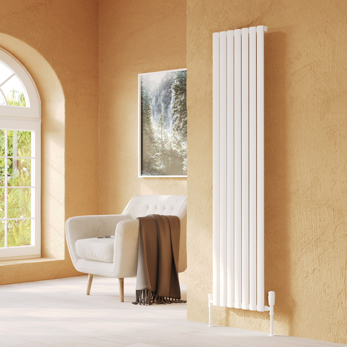 Helmsley Vertical White Aluminium Radiator 1800mm (H) x 463mm (W)