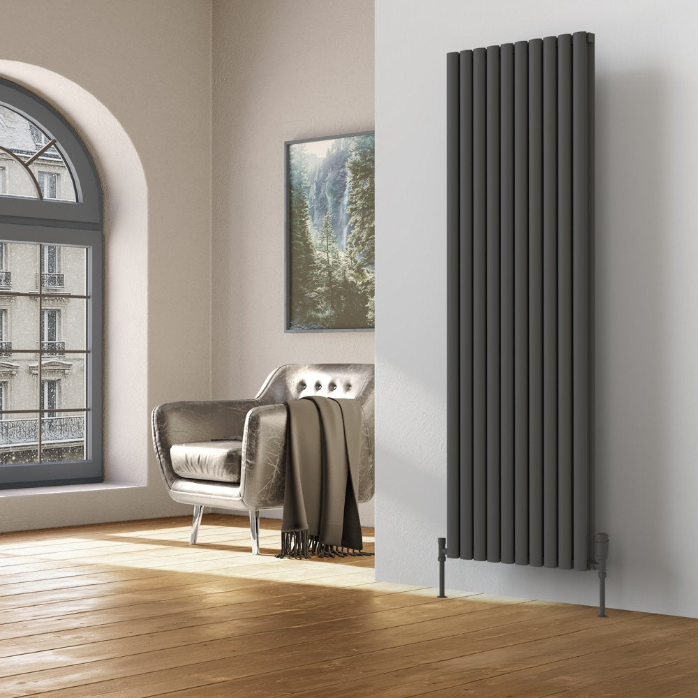 Helmsley Double Vertical Anthracite Aluminium Radiator 1800mm (H) x 522mm (W)
