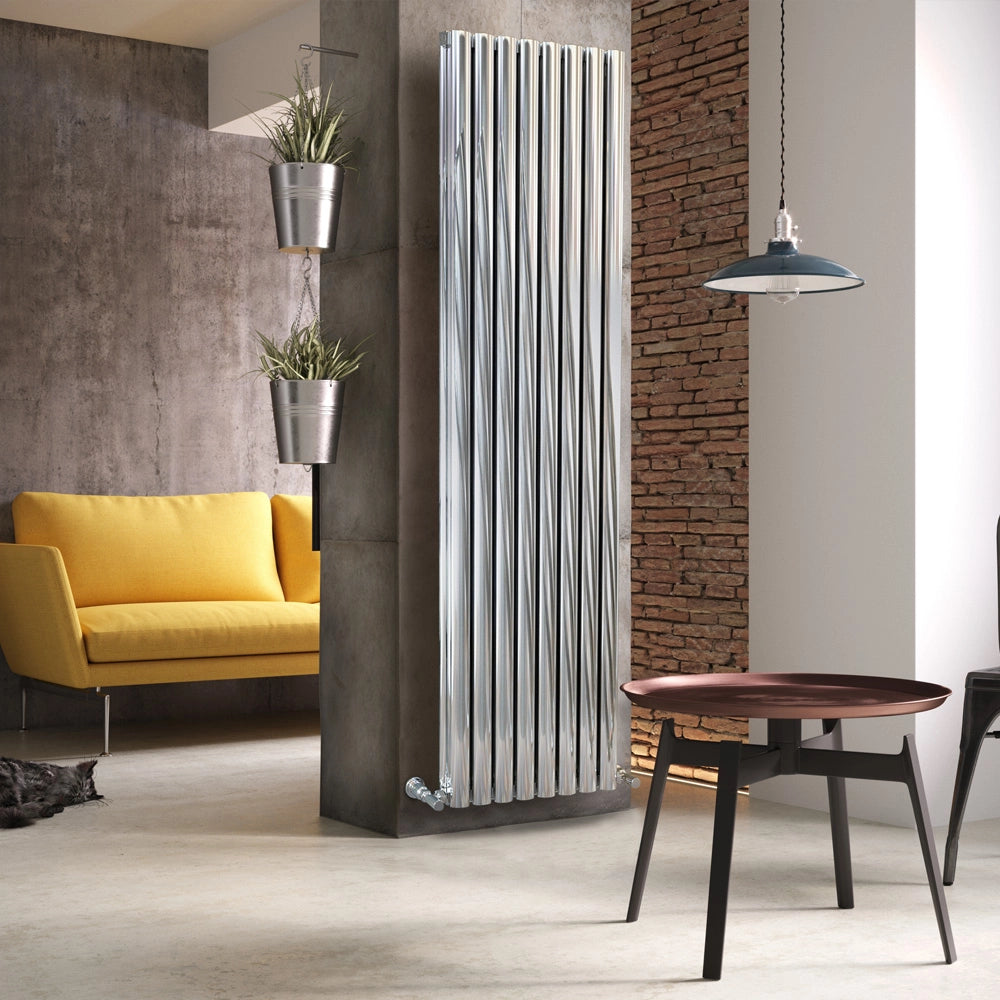Helmsley Double Vertical Polished Chrome Aluminium Radiator 1800mm (H) x 522mm (W)
