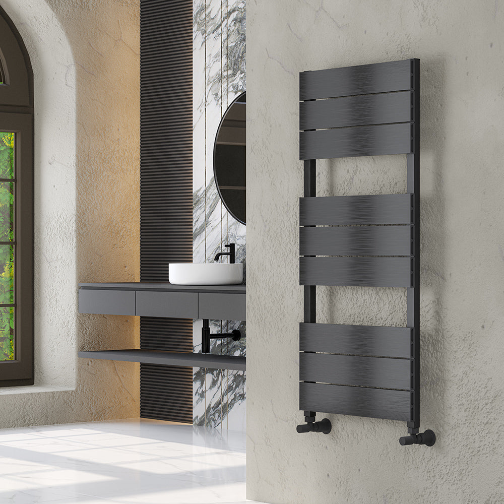 Brampton Vertical Black Satin Aluminium Radiator 1100mm (H) x 500mm (W)
