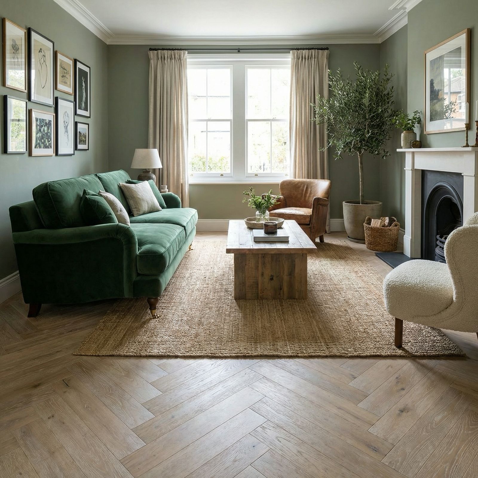 Ovara Antique Engineered Edlingham Oak Herringbone Flooring, Brushed & Matt Lacquered Antique: 15.0 x 125 x 625 mm