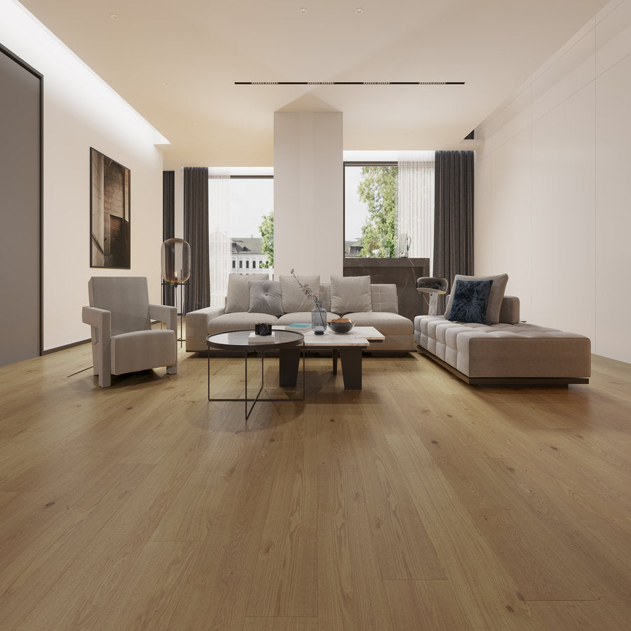 Ovara  Engineered Natural Oak Planks Flooring, Brushed & UV Oiled: 20.0 x 240 x 2,200 mm