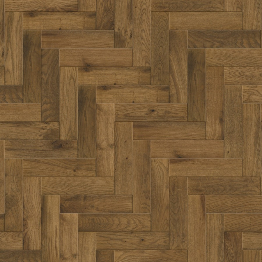 Ovara Rustic Engineered Smoked Stained Oak Herringbone Flooring, Brushed & UV Oiled: 14.0 x 90 x 450 mm