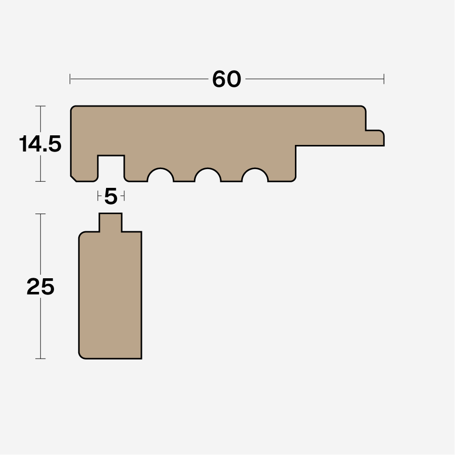Boen Matching Nosing Profile, Square Edged Click: 39.5 x 60mm, Band-1