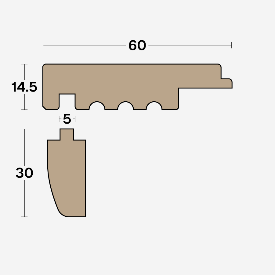 Boen Nosing Profile, Square Edged Click: 14.5 x 60mm, Band-1