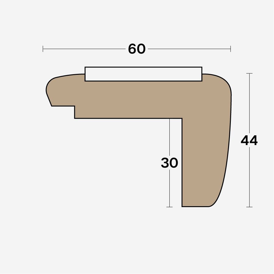Boen Matching Nosing Profile With Anti-Slip Insert: 44 x 60mm, Band-2