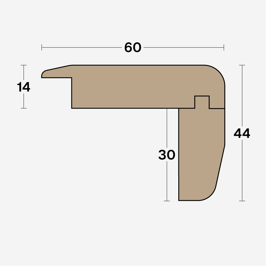 Boen Matching Nosing Profile: 44 x 60mm, Band-1