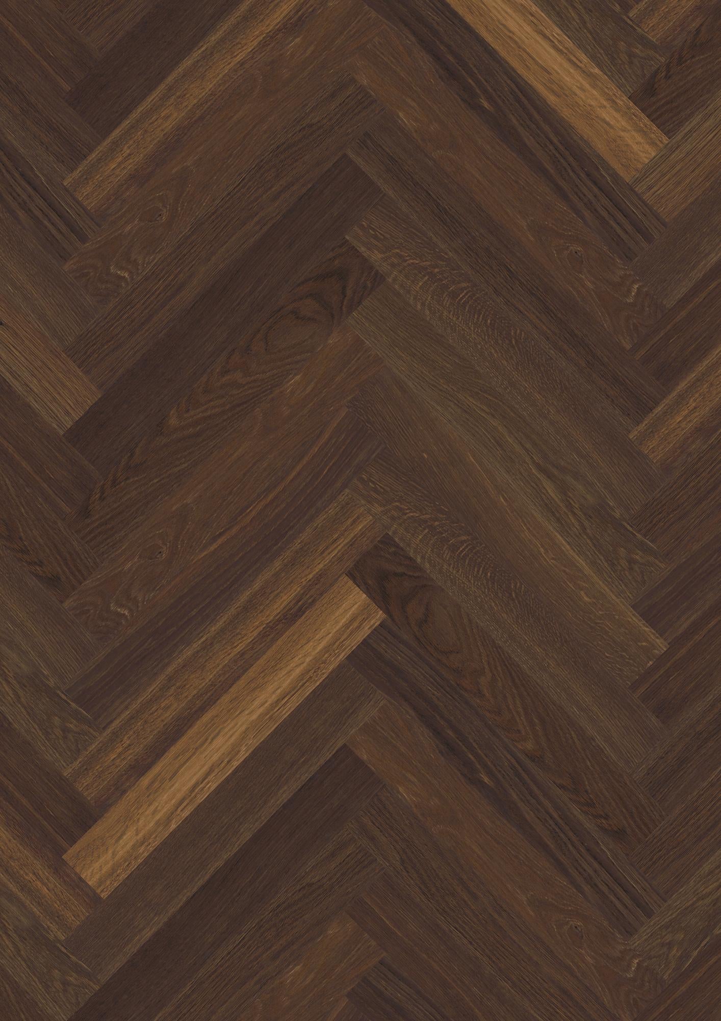 Boen  Engineered Smoked Oak Herringbone Flooring, Unbrushed & L/Matt: 10.0 x 70 x 470 mm