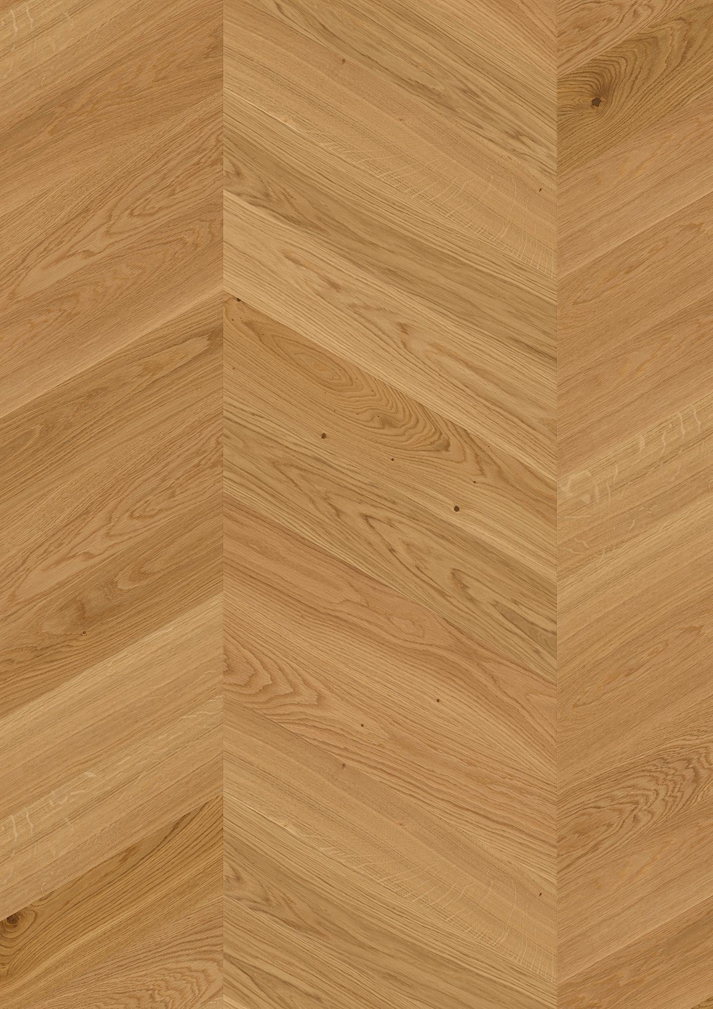 Boen Adagio Engineered Oak Chevron Flooring, Brushed & Unfinished, A & B Planks: 14.0 x 138 x 611 mm