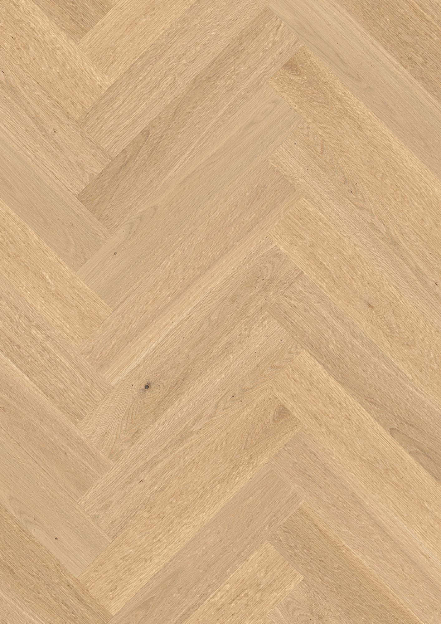 Boen Adagio Engineered Oak Herringbone Flooring, Brushed & L/Pure, A & B Planks: 14.0 x 138 x 690 mm