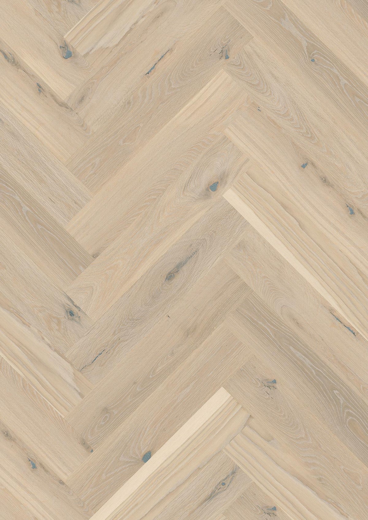 Boen Vivo Engineered Pale White Oak Herringbone Flooring, Brushed & L/Pure, A & B Planks: 14.0 x 138 x 690 mm