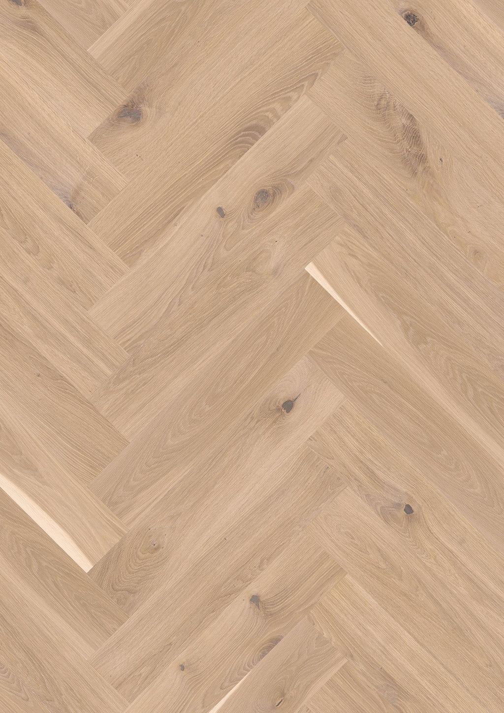 Boen Vivo Engineered White Oak Herringbone Flooring, Brushed & L/Natural, A & B Planks: 14.0 x 138 x 690 mm