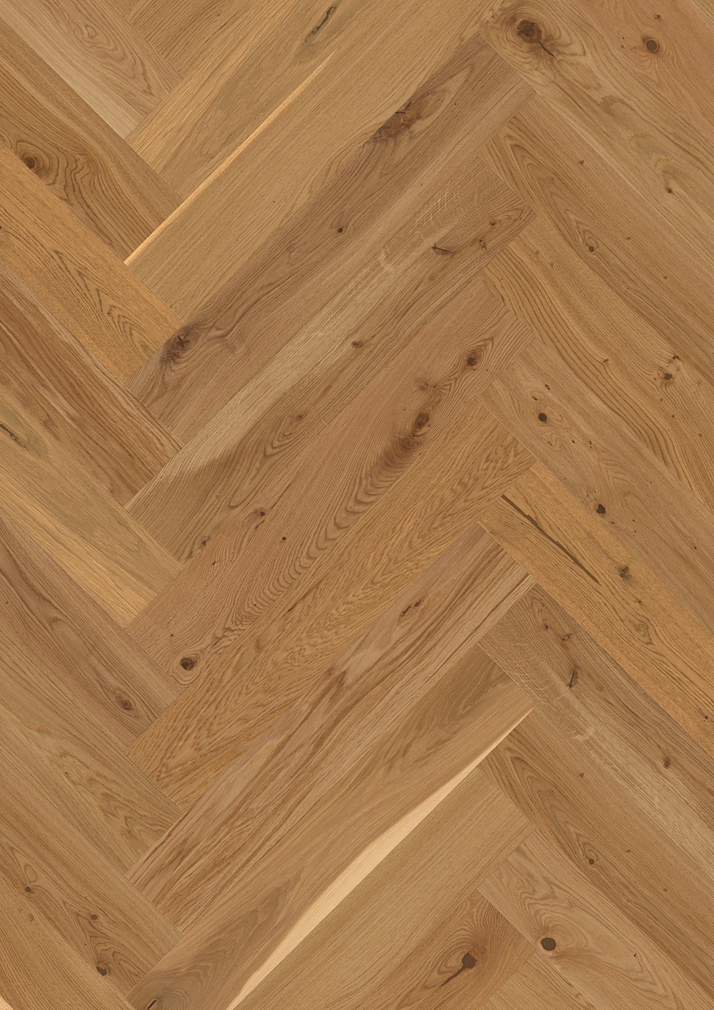 Boen Vivo Engineered Oak Herringbone Flooring, Brushed & L/Matt: 10.5 x 137 x 790 mm
