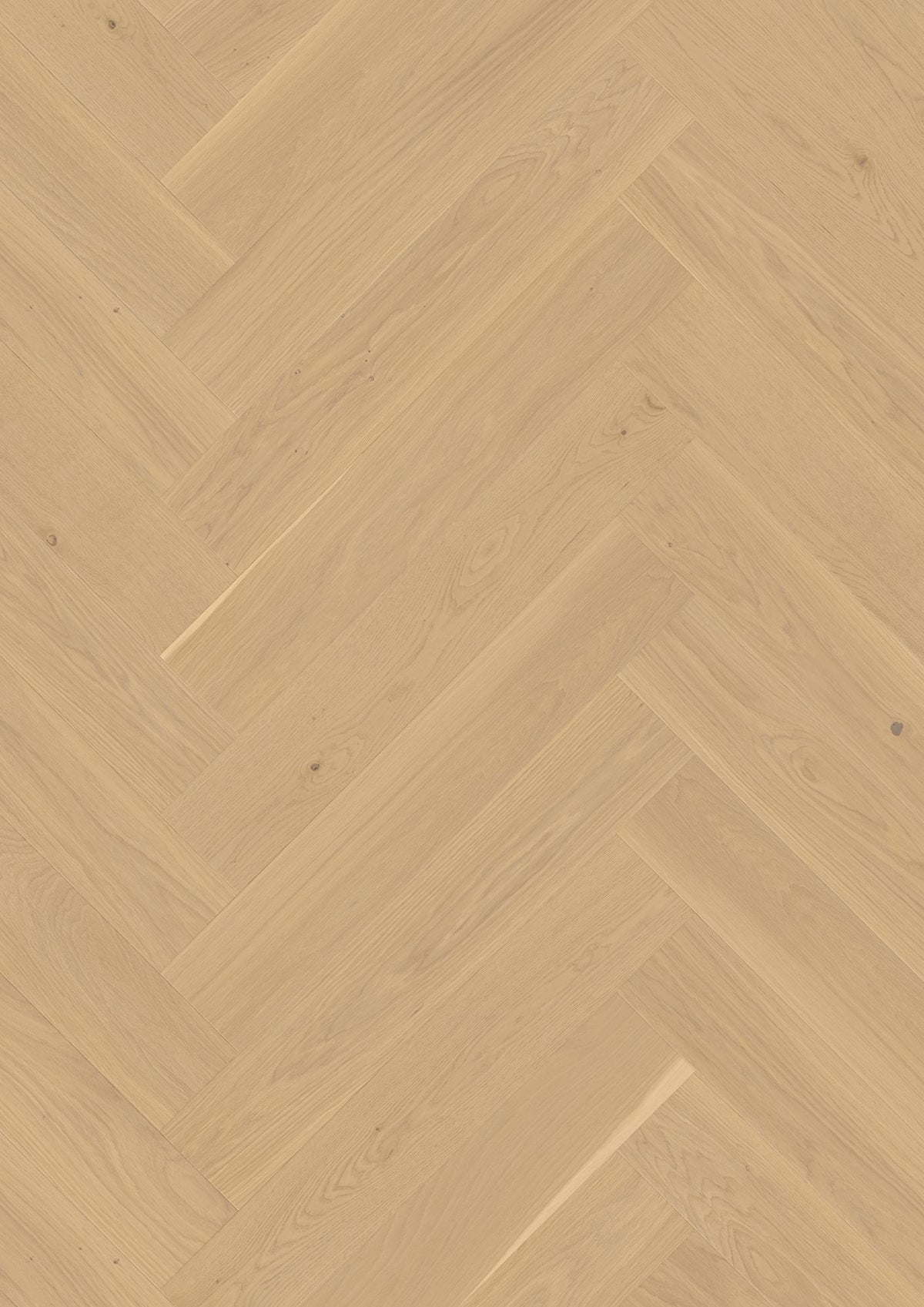 Boen Andante Engineered Pale White Oak Herringbone Flooring, Brushed & L/Matt Plus: 10.5 x 137 x 790 mm