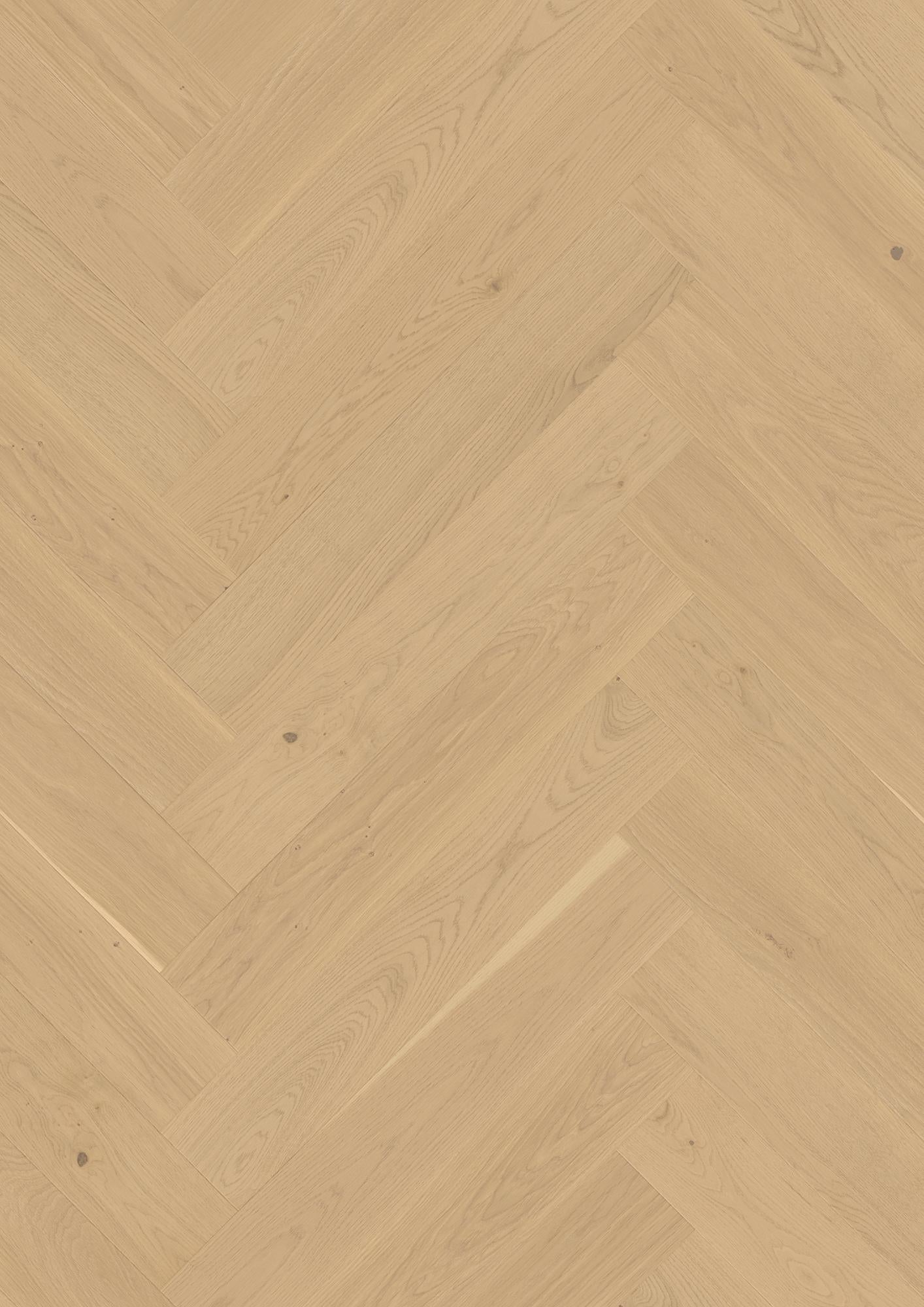 Boen Andante Engineered White Oak Herringbone Flooring, Brushed & L/Natural: 10.5 x 137 x 790 mm