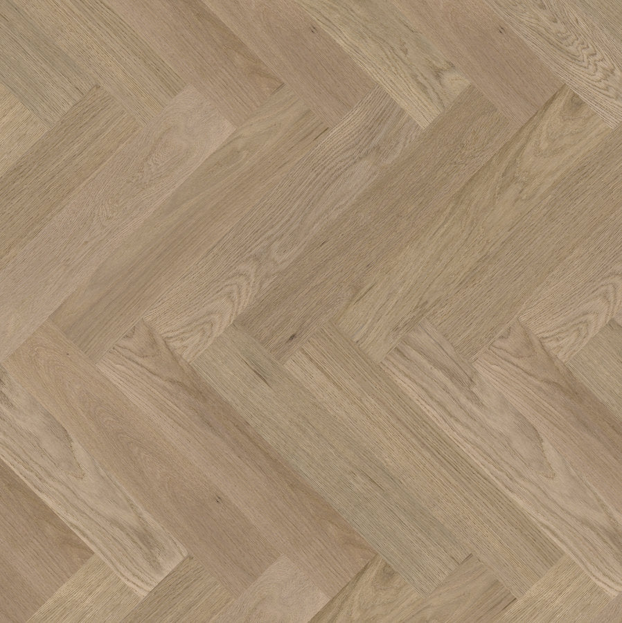 Ovara  Engineered Natural Oak Herringbone Flooring, Brushed & Unfinished: 20.0 x 120 x 600 mm