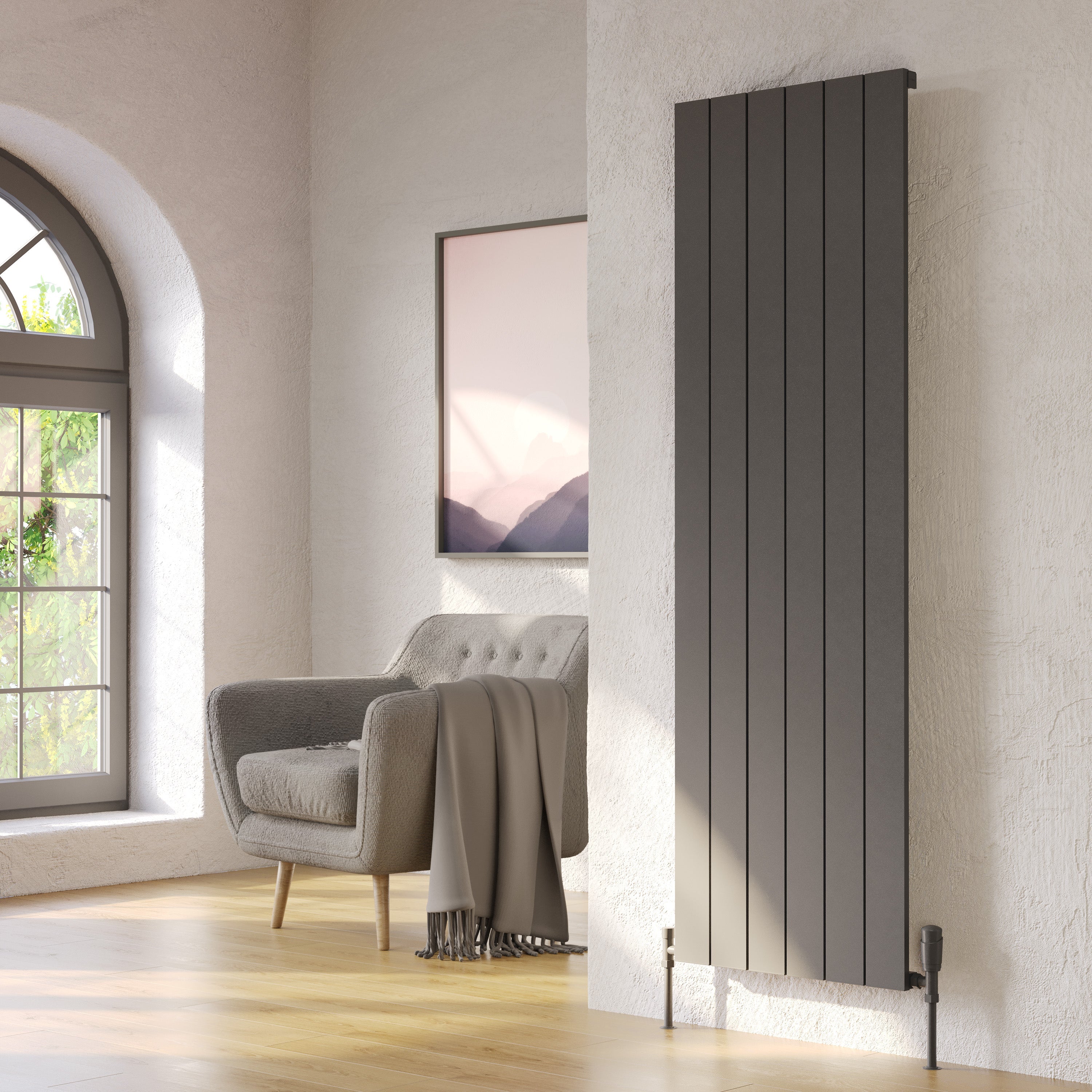 Burford Vertical Anthracite Aluminium Radiator 1800mm (H) x 470mm (W)