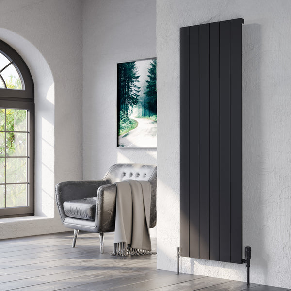 Burford Vertical Black Aluminium Radiator 1800mm (H) x 565mm (W)
