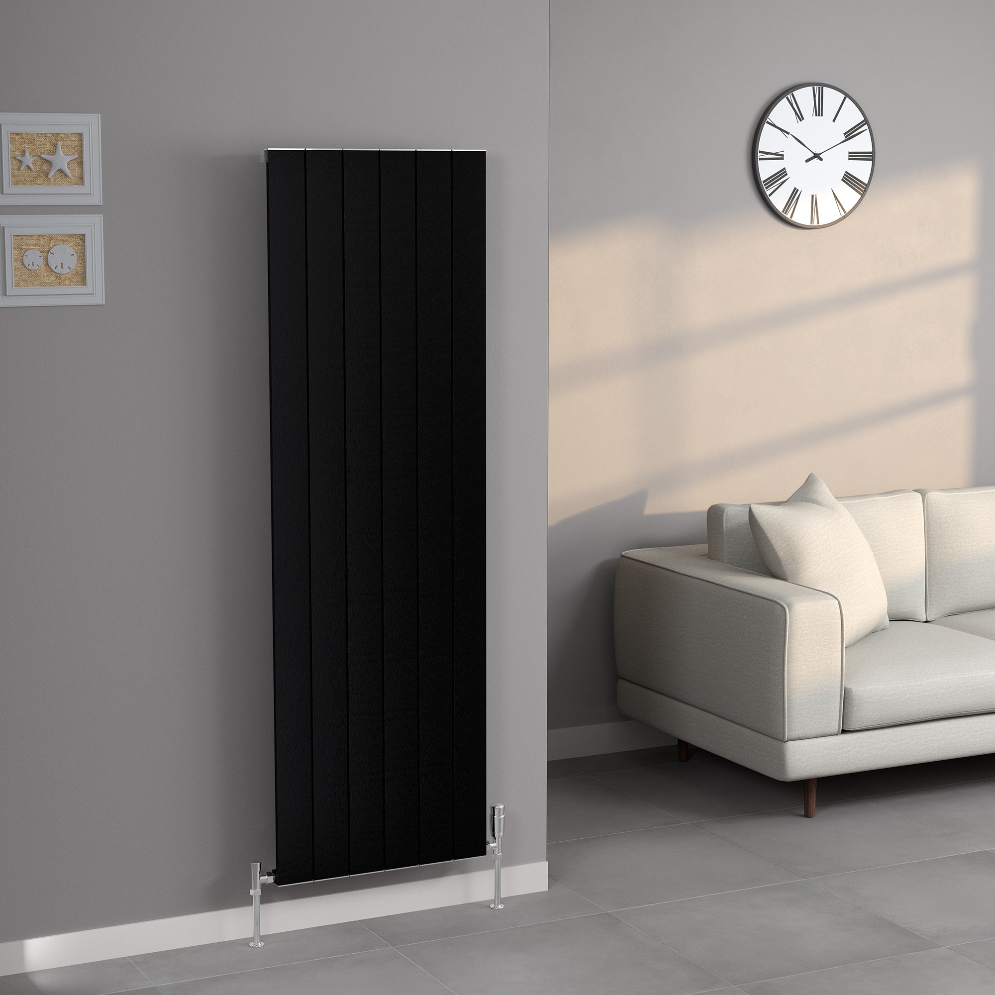 Burford Vertical Black Aluminium Radiator 1800mm (H) x 280mm (W)