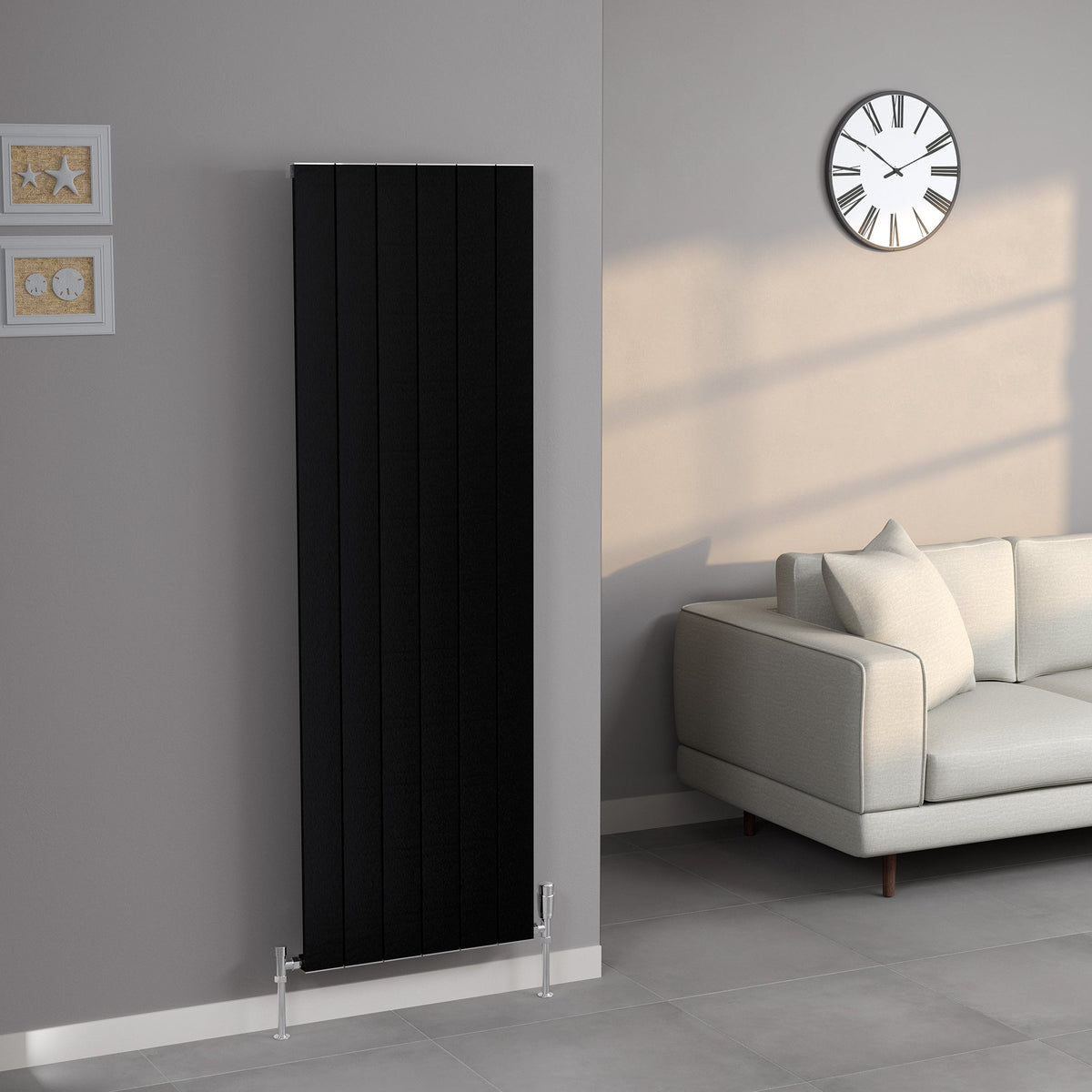 Burford Vertical Black Aluminium Radiator 1800mm (H) x 565mm (W)