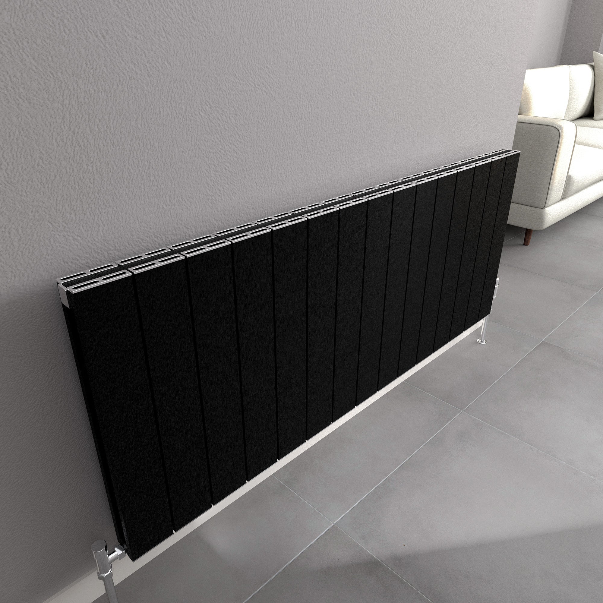Burford Vertical Black Aluminium Radiator 1800mm (H) x 470mm (W)