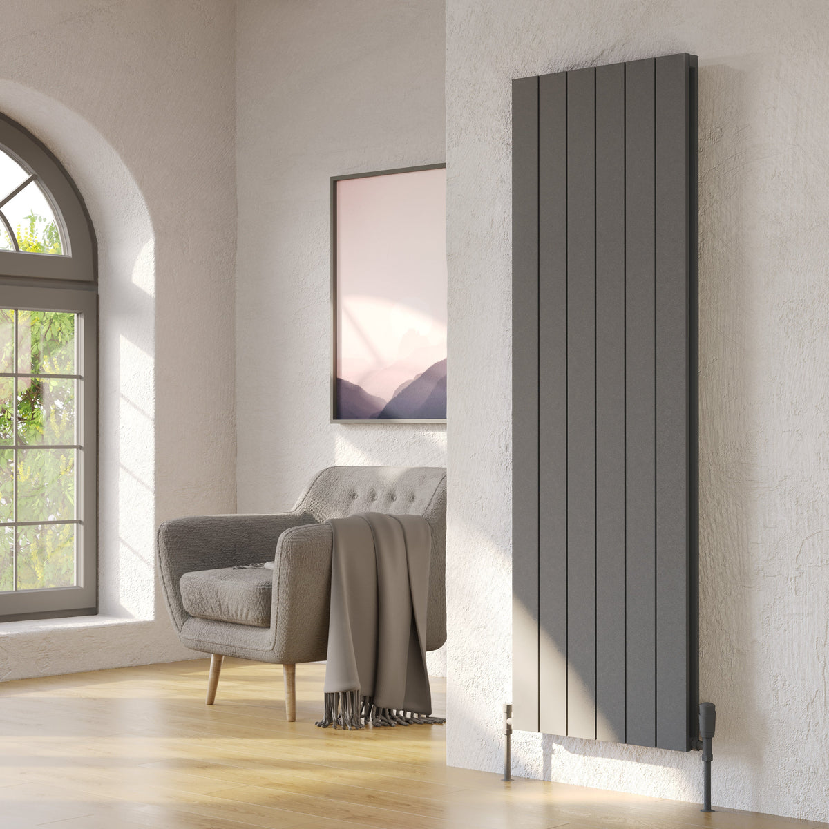 Burford Double Vertical Anthracite Aluminium Radiator 1800mm (H) x 280mm (W)