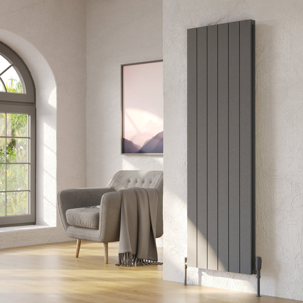 Burford Double Vertical Anthracite Aluminium Radiator 1800mm (H) x 375mm (W)