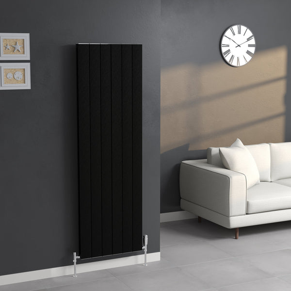 Burford Double Vertical Black Aluminium Radiator 1800mm (H) x 470mm (W)