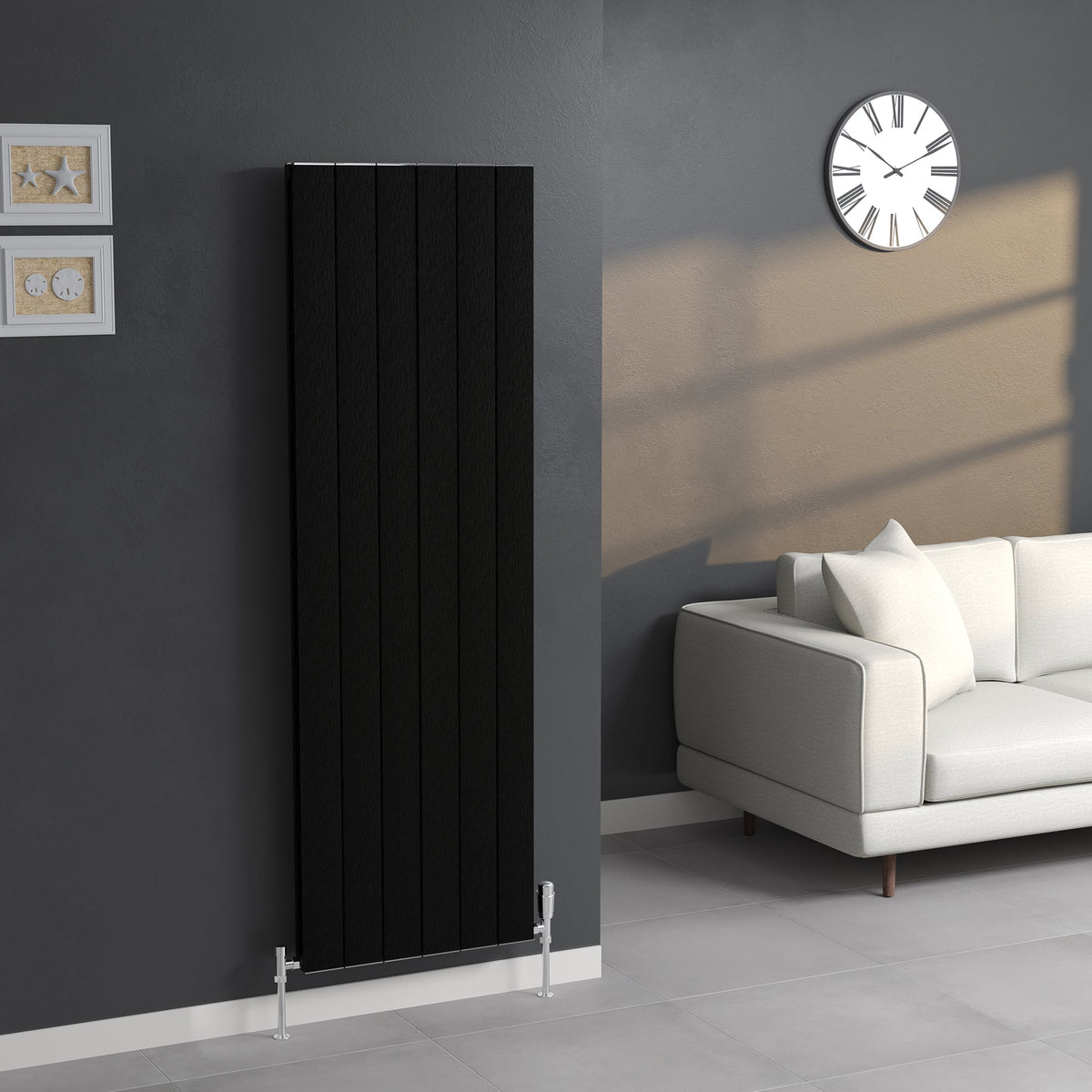 Burford Double Vertical Black Aluminium Radiator 1800mm (H) x 565mm (W)
