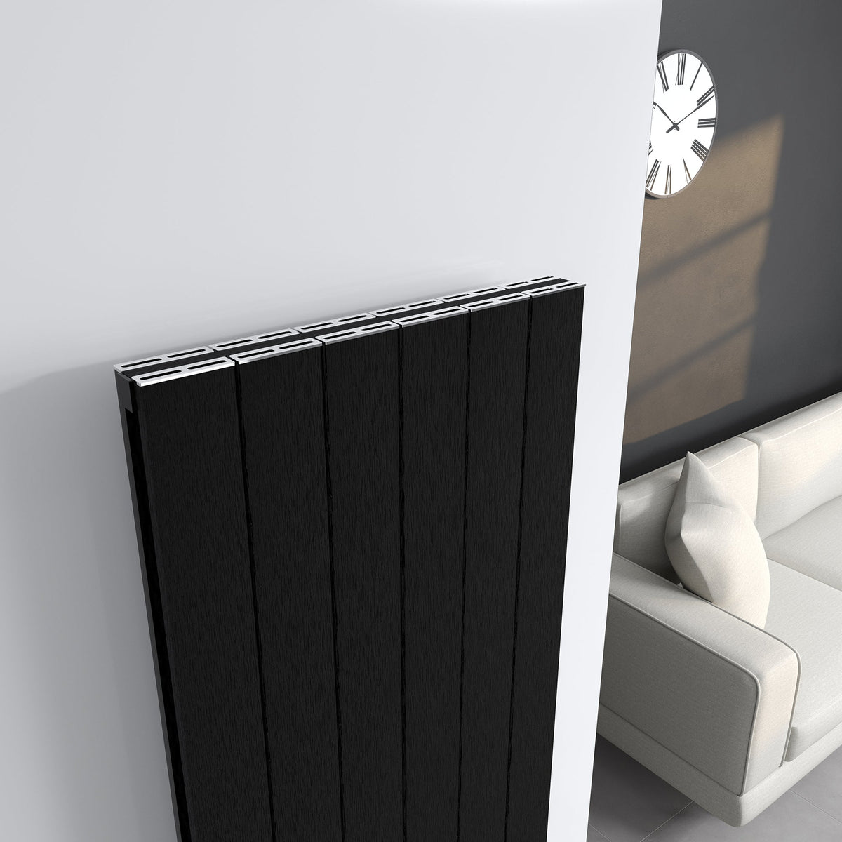 Burford Vertical Black Aluminium Radiator 1800mm (H) x 565mm (W)