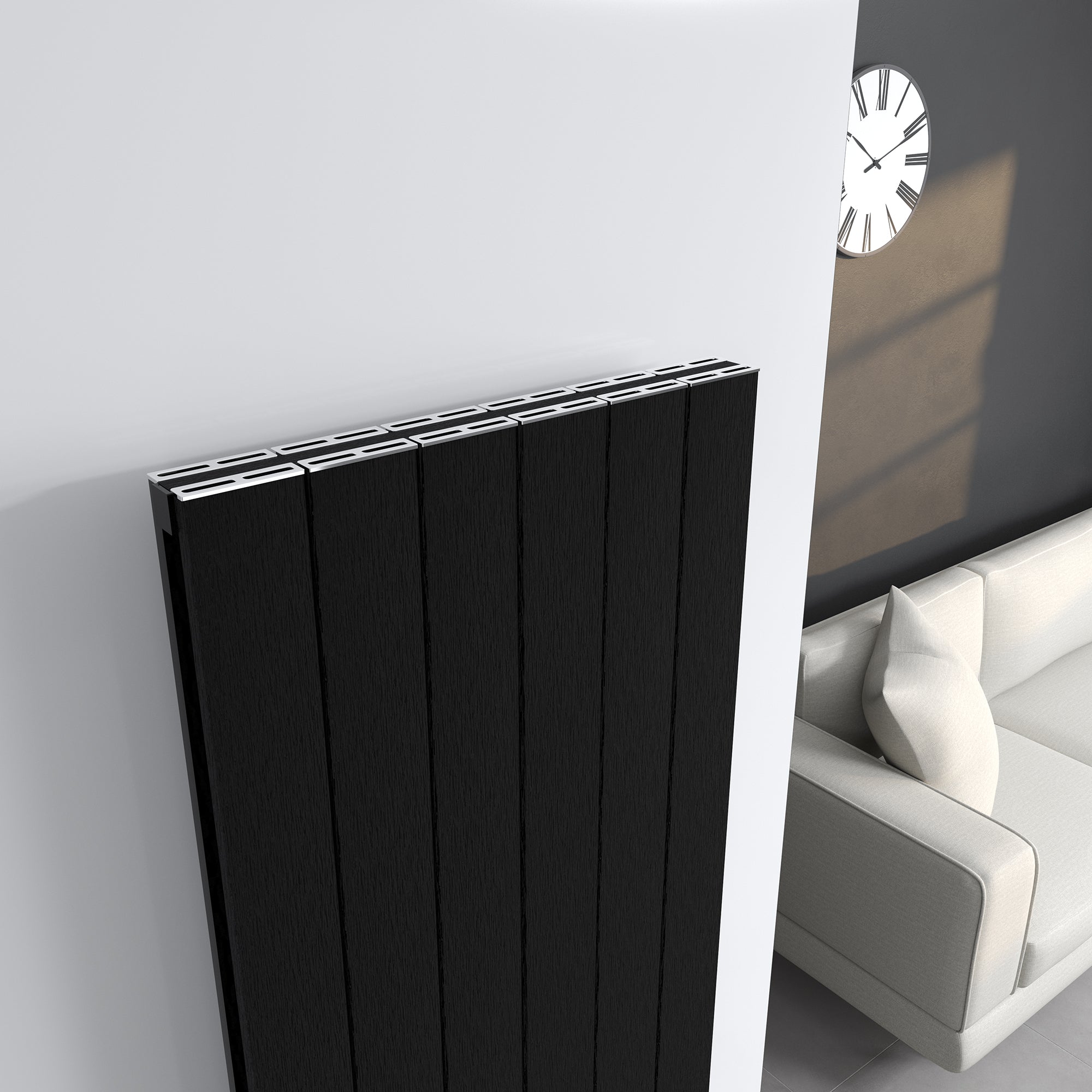 Burford Double Vertical Black Aluminium Radiator 1800mm (H) x 280mm (W)