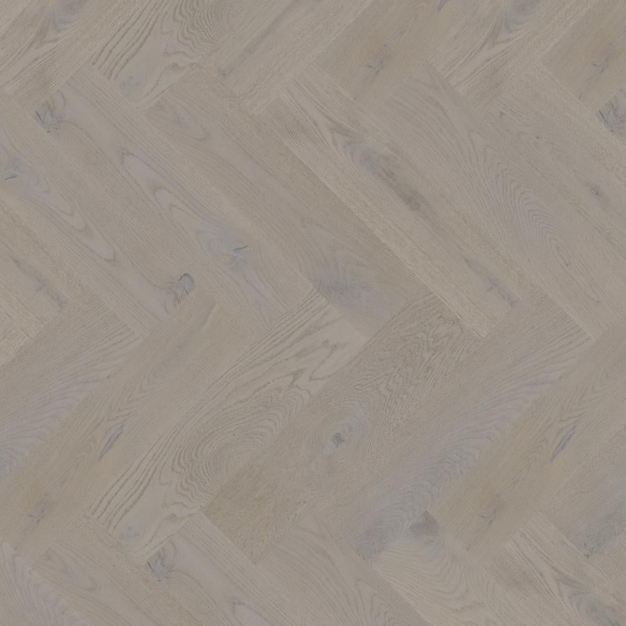 Ovara Engineered Platinum Oak Herringbone Flooring, Brushed & Matt Lacquered: 12.0 x 150 x 600 mm