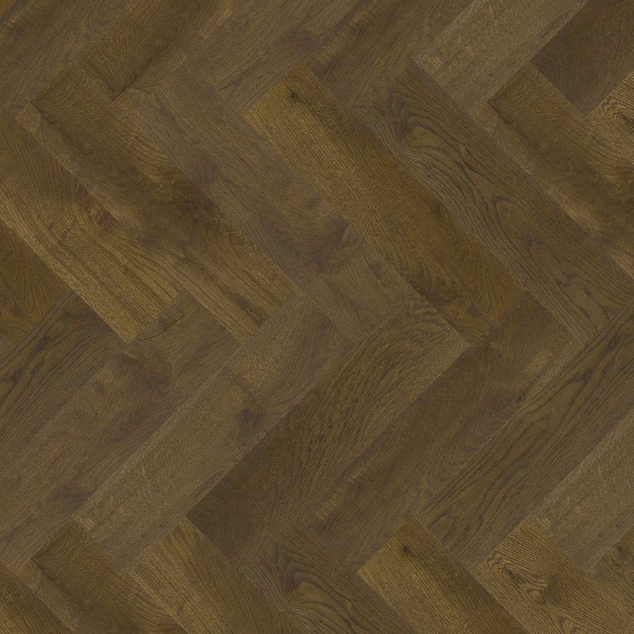 Ovara Engineered Cognac Oak Herringbone Flooring, Brushed & Matt Lacquered: 12.0 x 150 x 600 mm
