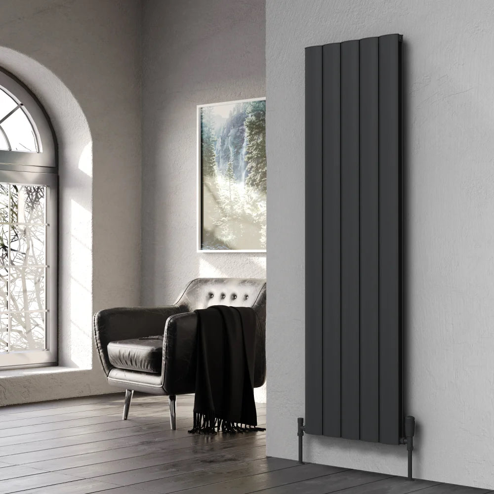 Sherborne Double Vertical Black Aluminium Radiator 1800mm (H) x 516mm (W)