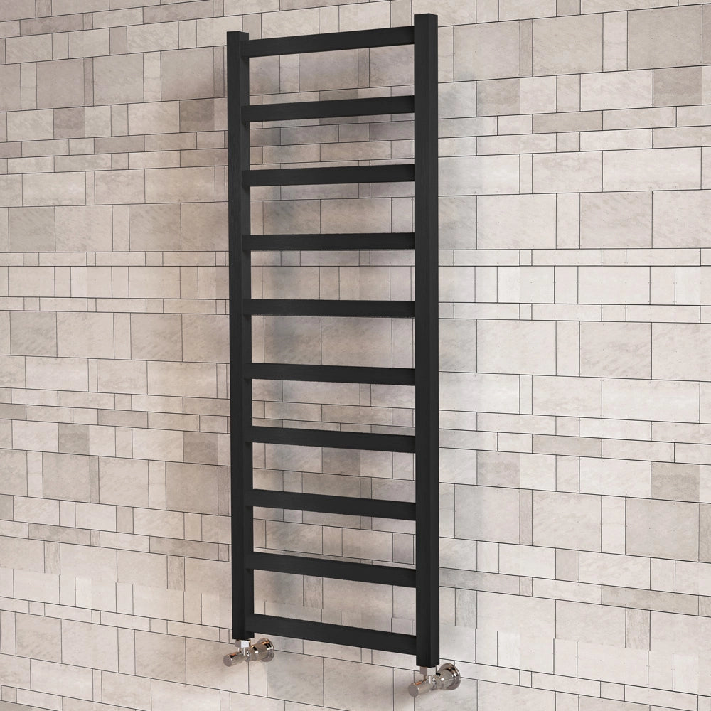 Tetbury Vertical Black Satin Aluminium Radiator 1255mm (H) x 500mm (W)