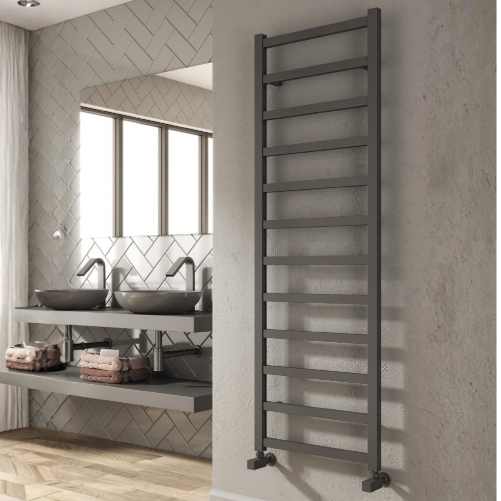 Tetbury Vertical Anthracite Aluminium Radiator 1255mm (H) x 500mm (W)