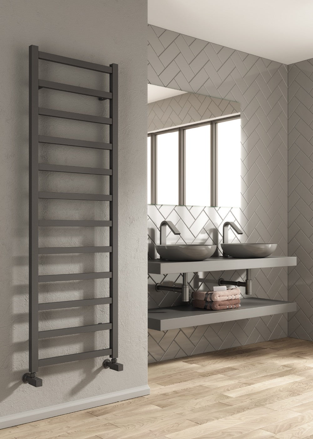 Tetbury Vertical Anthracite Aluminium Radiator 1525mm (H) x 500mm (W)