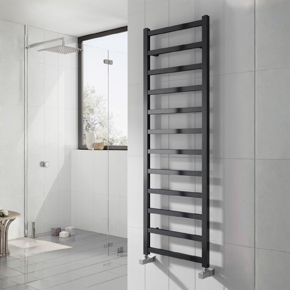 Tetbury Vertical Black Satin Aluminium Radiator 1525mm (H) x 500mm (W)