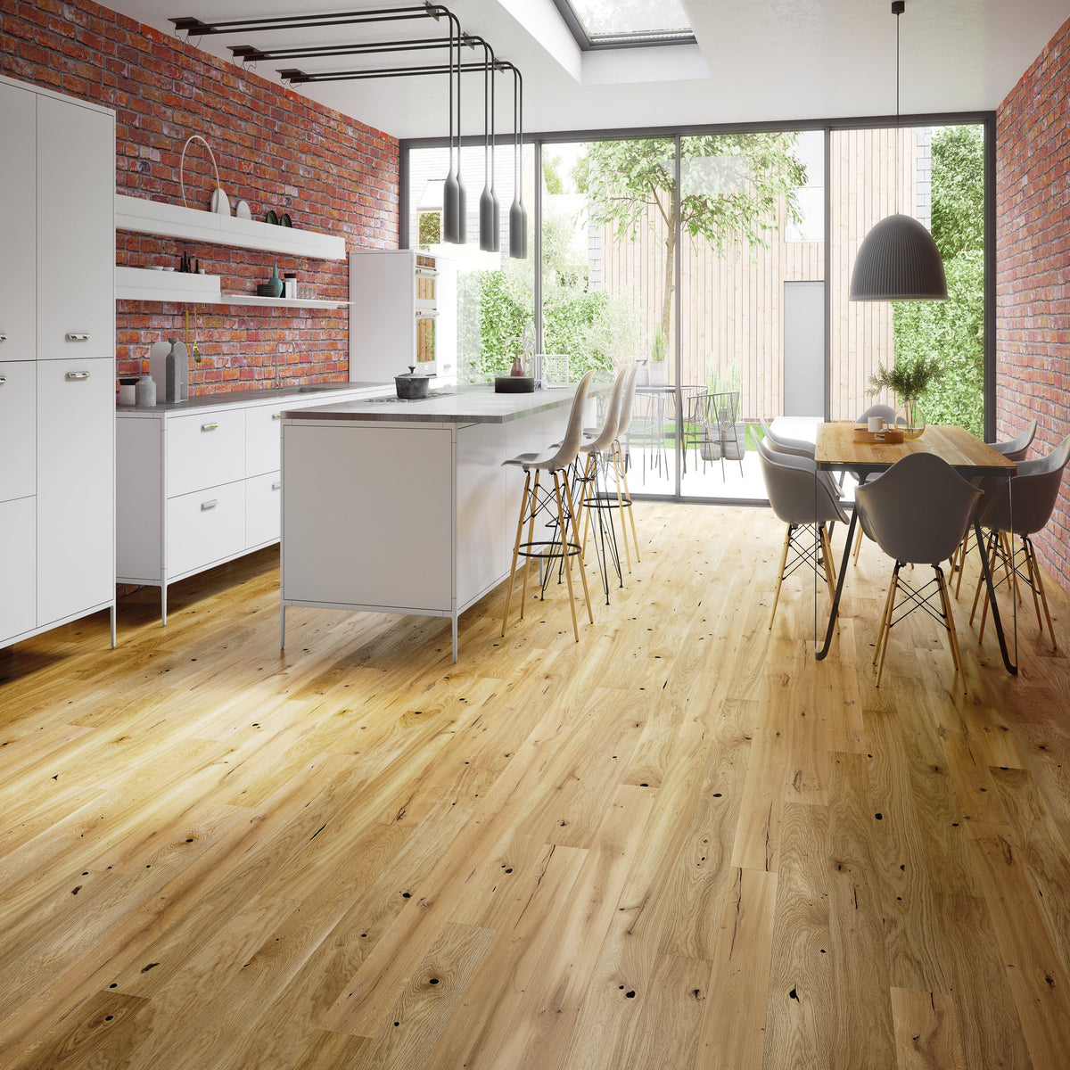 Ovara Rustic Engineered Natural Oak Planks Flooring, Brushed & Oiled: 14.0 x 130 x 1,092 mm