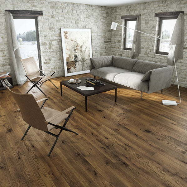 Ovara Engineered Deep Smoked Oak Planks Flooring, Matt Lacquered: 14.0 x 130 x 1,092 mm