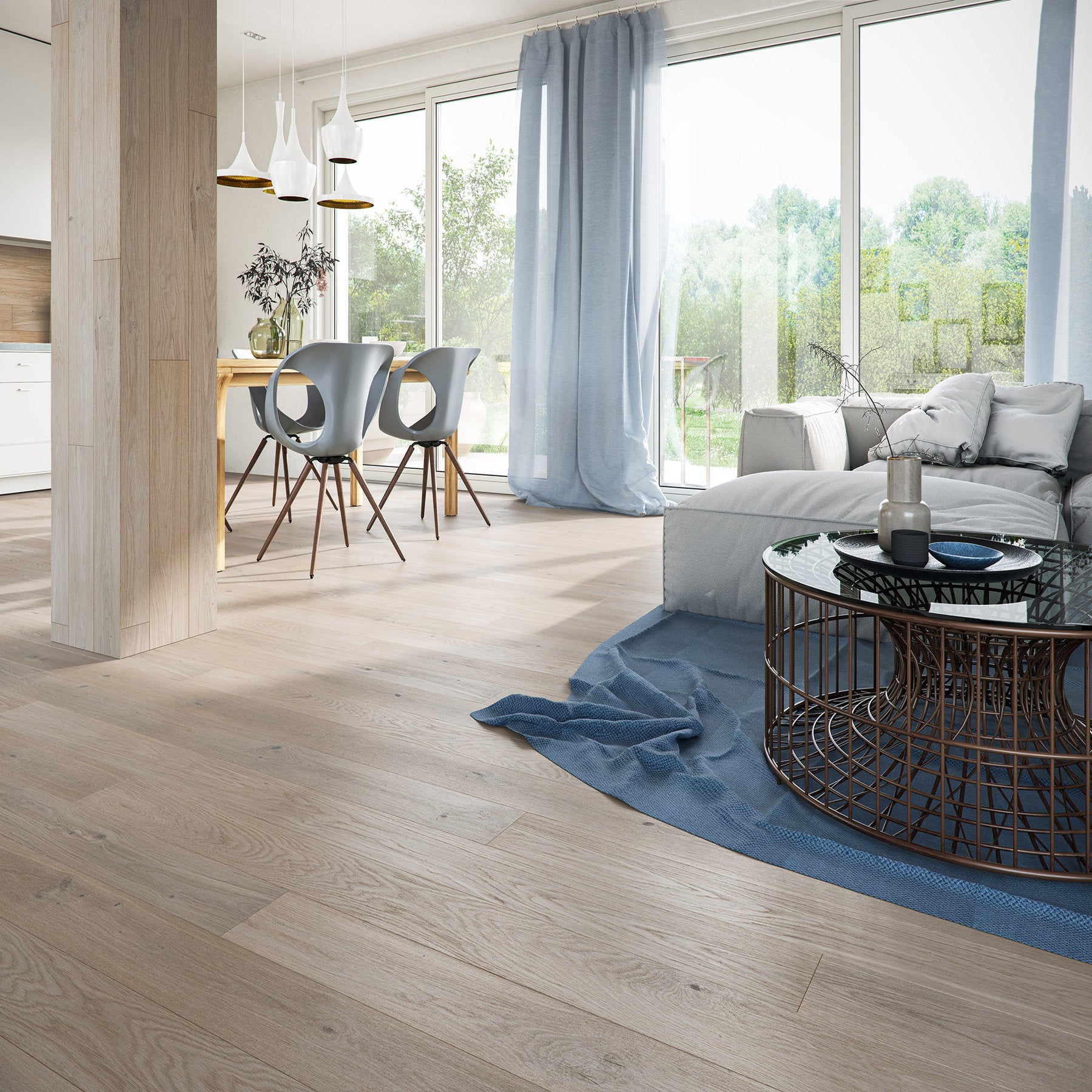 Ovara  Engineered Silver Oak Planks Flooring, Brushed & Matt Lacquered: 14.0 x 130 x 1,092 mm