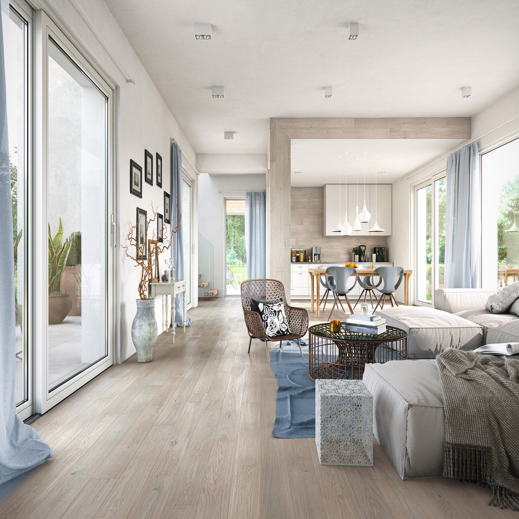 Ovara  Engineered Grey Oak Planks Flooring, Brushed & Matt Lacquered: 14.0 x 155 x 1,092 mm