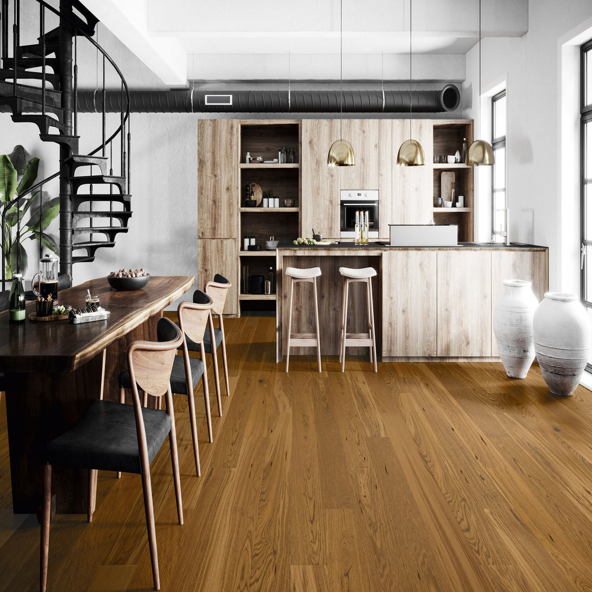 Ovara Engineered Dark Oak Planks Flooring, Brushed & Matt Lacquered: 14.0 x 155 x 1,092 mm
