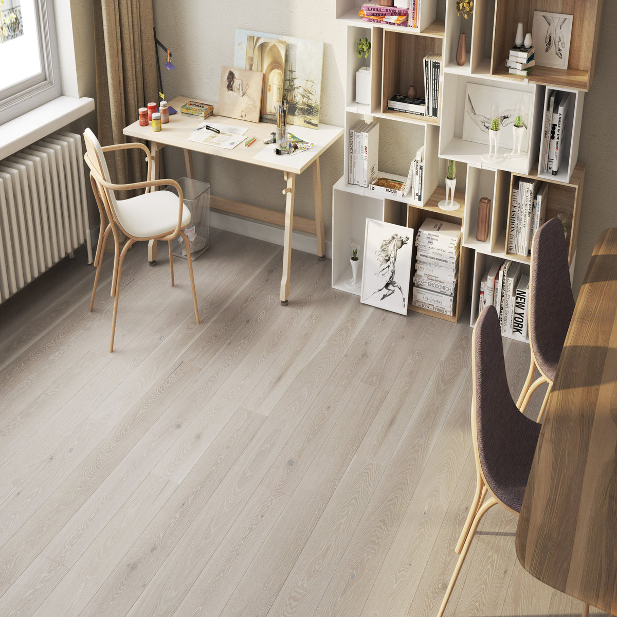 Ovara Engineered Clay Grey Oak Planks Flooring, Brushed & Matt Lacquered: 14.0 x 180 x 1,800 mm