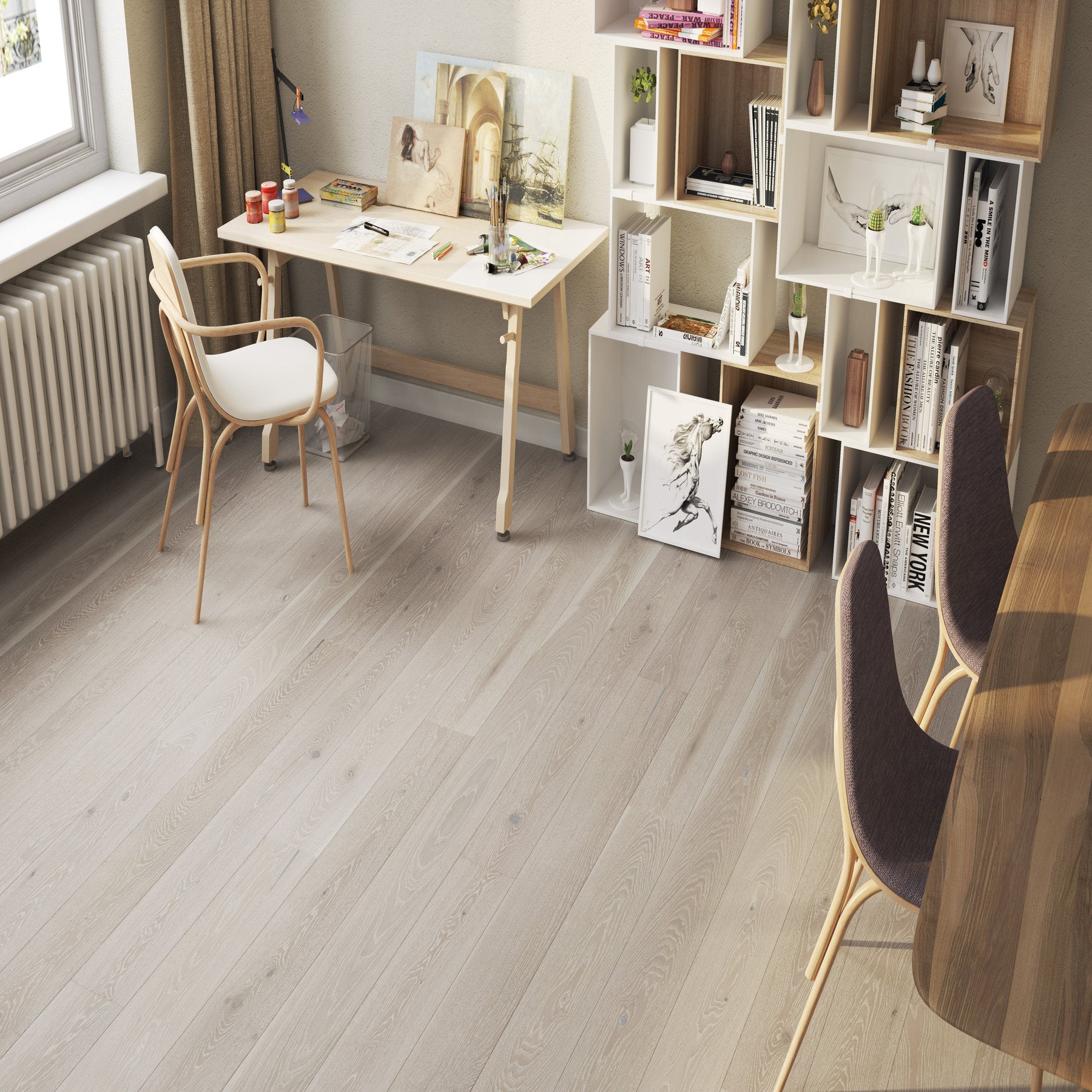 Ovara  Engineered Clay Grey Oak Planks Flooring, Brushed & Matt Lacquered: 14.0 x 180 x 1,800 mm