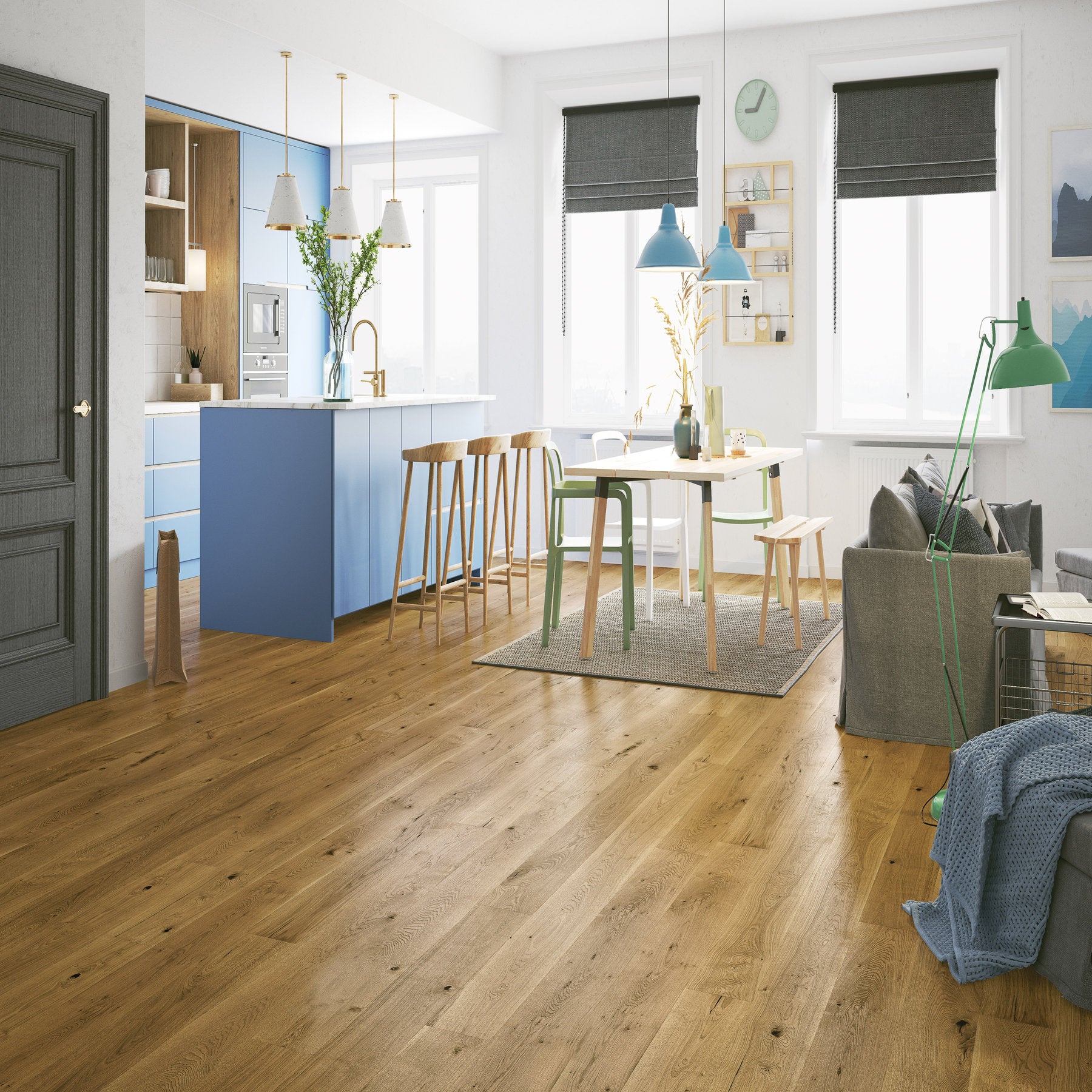 Ovara  Engineered Smoked Oak Planks Flooring, Brushed & Matt Lacquered: 14.0 x 180 x 1,800 mm